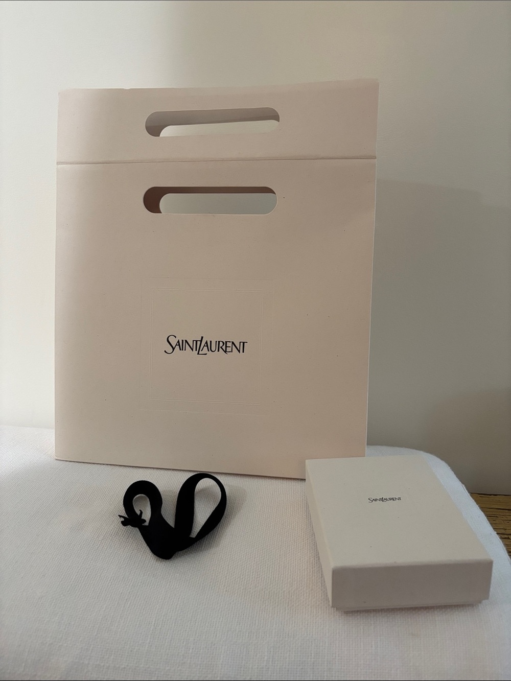 Saint Laurent cream and black shopping bag and box set